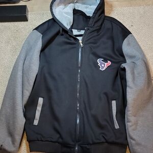 Black and Gray Zip-Up Hoodie with Texan Logo